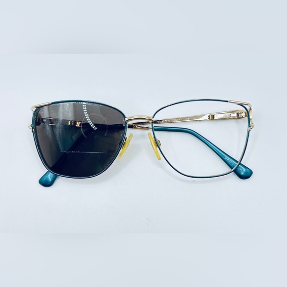 Vintage Menrad Gold Blue Oval Sunglasses Frames Only - Picture 4 of 8